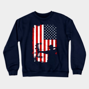 Archery Hunting Bow Hunter American Flag Crewneck Sweatshirt